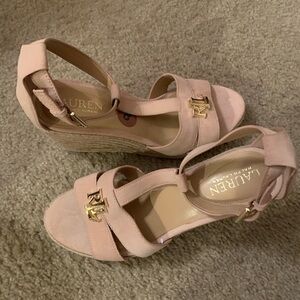 Lauren Ralph Lauren Pink Sandals with Gold Logo